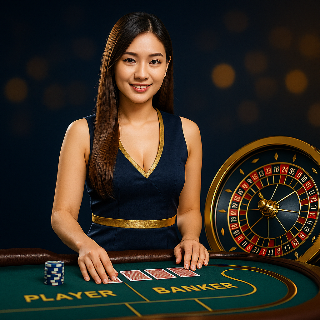 คาสิโนสด saimu168 ดีลเลอร์สาวสวย ถ่ายทอดสด HD พูดไทยได้ เล่นบาคาร่าและรูเล็ตแบบเรียลไทม์