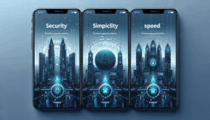 alt_text: Three AI prompts for creating photorealistic fintech app covers with modern designs and layouts.