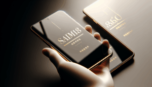 alt_text: Marketing covers featuring "saimu168 โปรโมชั่น" with sleek smartphone displays and gold accents.