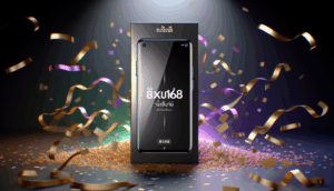 "Promotional cover featuring Thai headline 'saimu168 แจกจริง' with a smartphone, confetti, and gold accents."