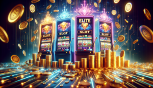 alt_text: Three AI-generated images for "saimu168 สล็อตแตกง่ายอันดับหนึ่ง," featuring slots, coins, and neon vibes.